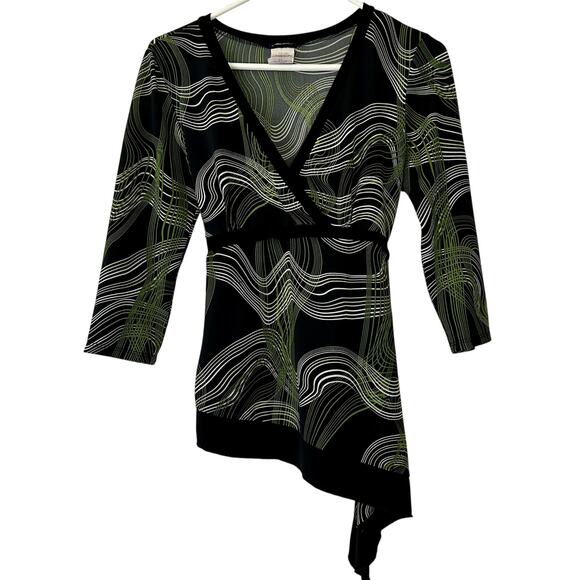 Vintage Maurices Abstract Swirl Asymmetrical Wrap Top Y2K retro - Picture 1 of 9